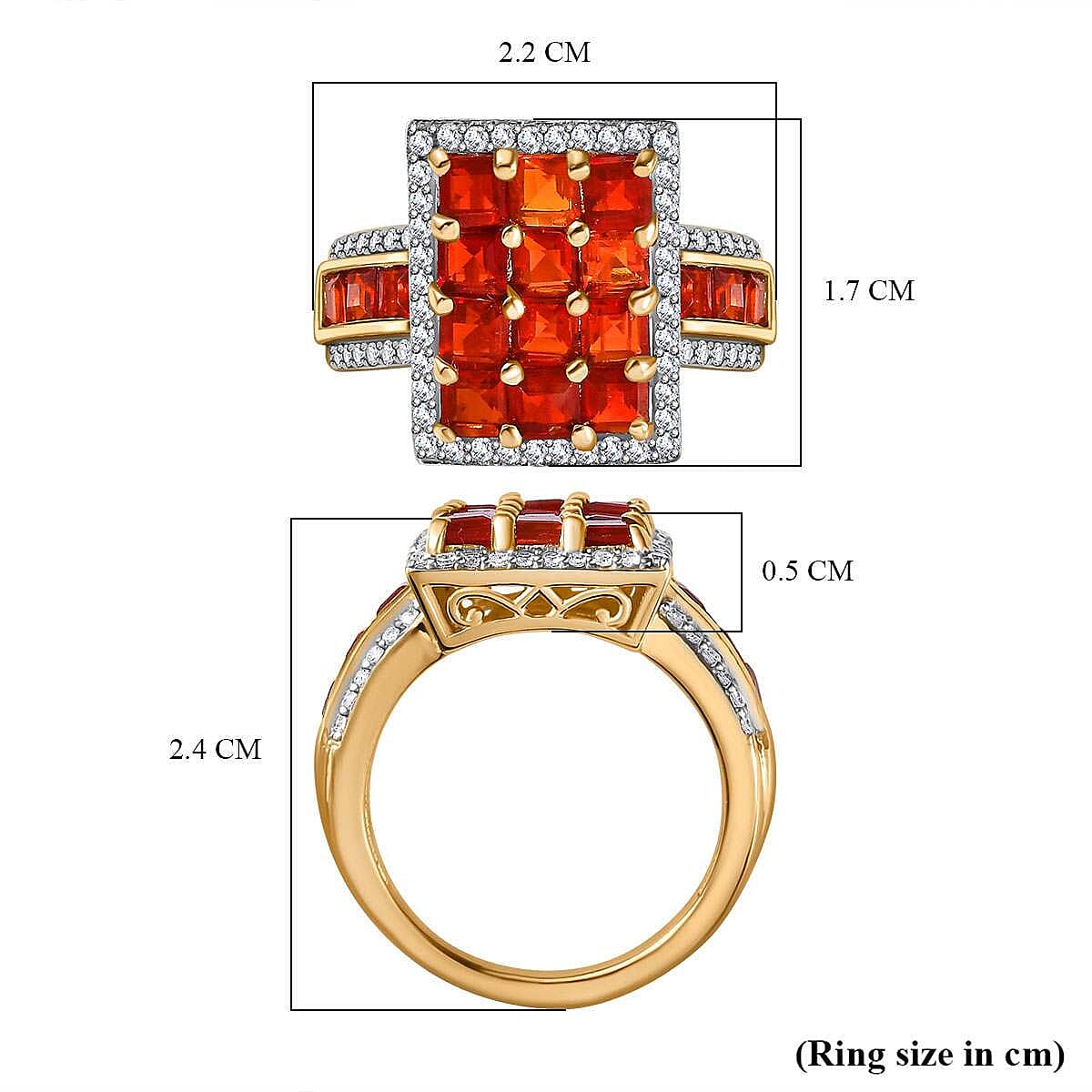 Salamanca Fire Opal & Zircon Ring in 18K Vermeil Yellow Gold Plated Sterling Silver 2.40 Ct. Salamanca Fire Opal & Zircon Ring in 18K Vermeil Yellow Gold Plated Sterling Silver 2.40 Ct.