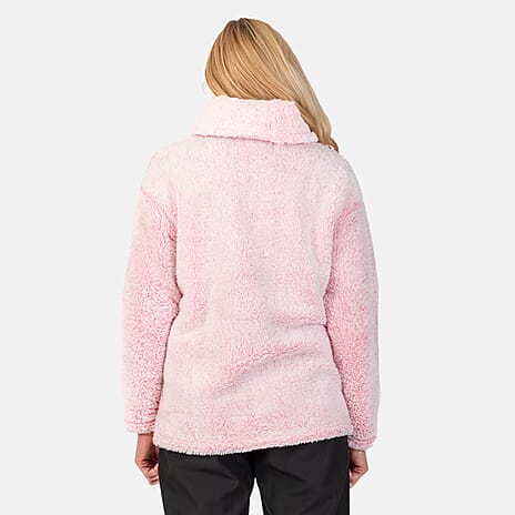 - Maisi Cowel Neck Fleece Top (Size L) - Pink
