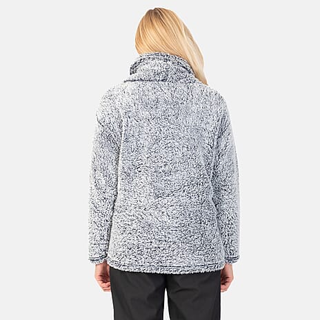 &maisi Plush Cowl Neck Pullover  (Size M) - Navy