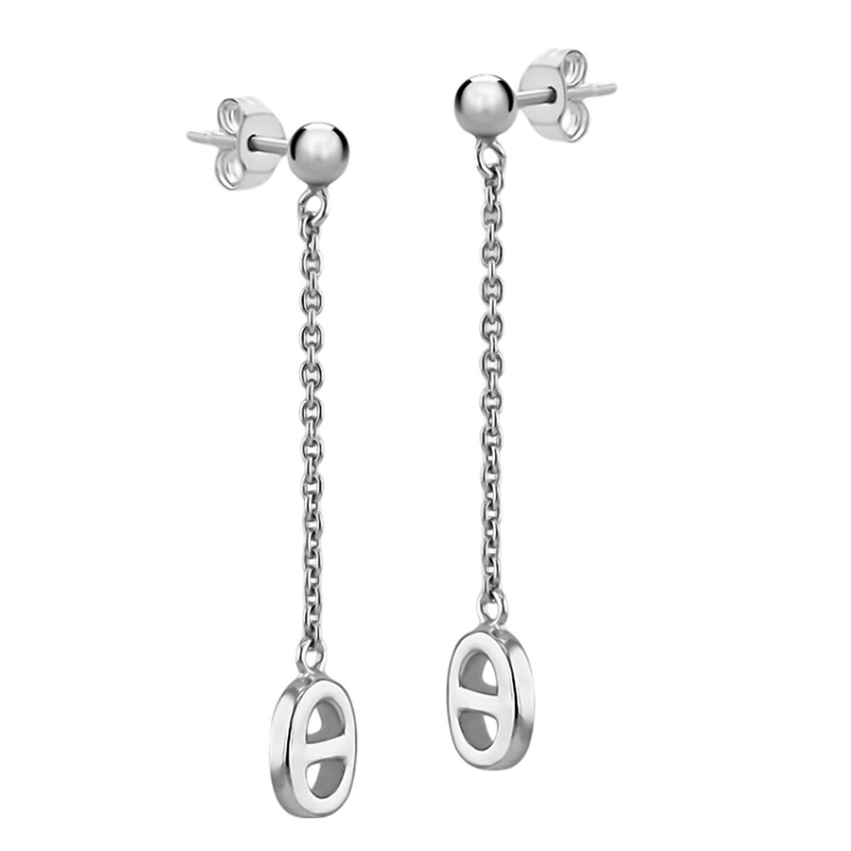 Rhodium Overlay Sterling Silver Rambo Drop Stud Earrings
