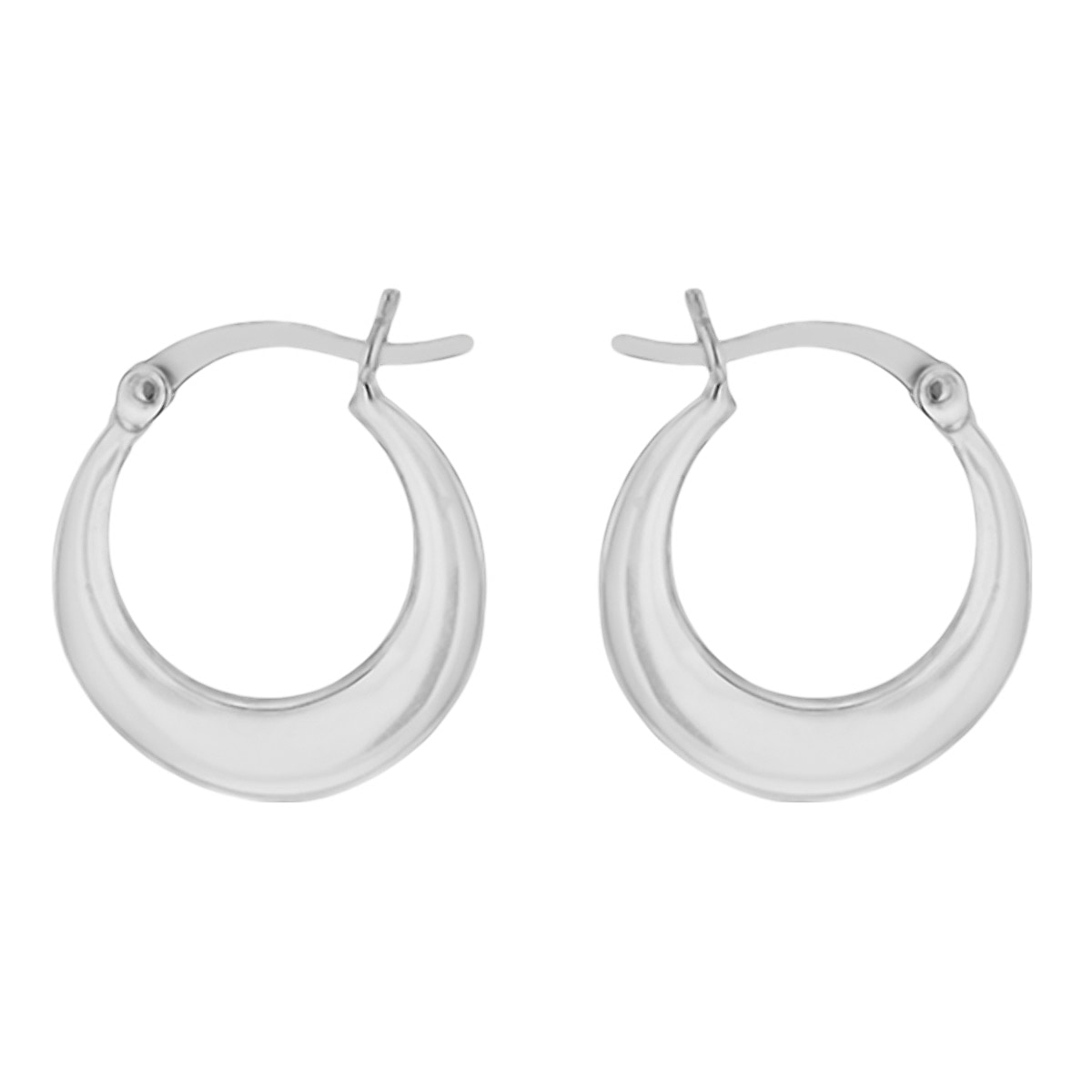 Rhodium Overlay Sterling Silver Creole Earrings