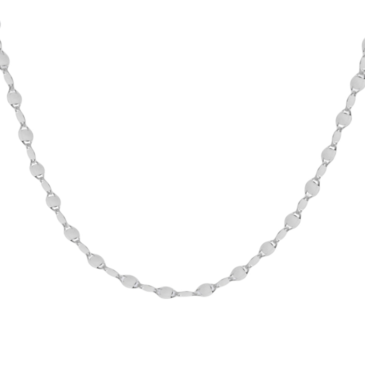 Sterling Silver Flat Mirror Link Necklace (Size - 18)