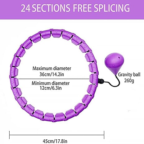 Weighted Smart Hula Ring Hoops with 360 Auto Rotation Massage - Purple