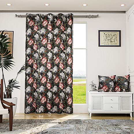 Curtain 2 Panels - Cushion Cover 2pcs Velvet Knitted Curtain 228cm x168cm 2pcs Cushion Cover 45x45cm 2pcs With Invisible Zipper & Pipping - Brown