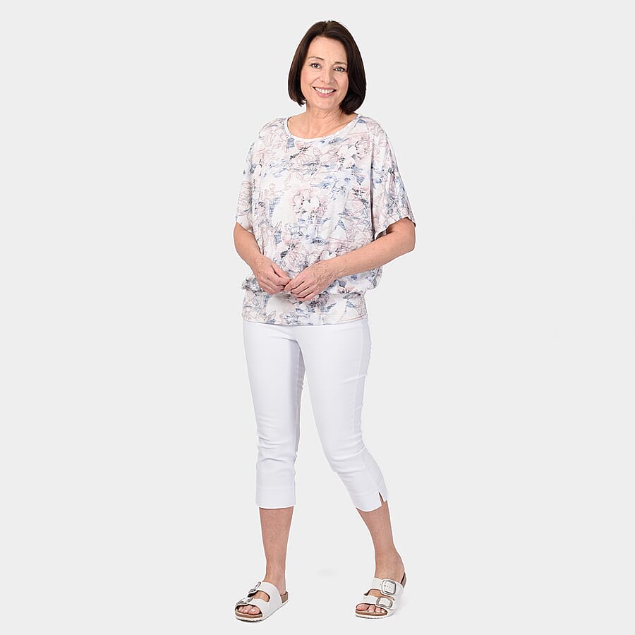 Close Out Deal Batwing Print Top (Size 8) - Light Blue