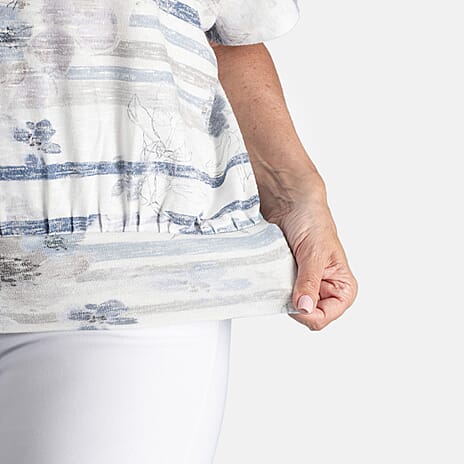 Closeout Deal Batwing Printed Top (Size 12) - Blue