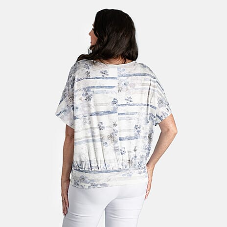 Closeout Deal Batwing Printed Top (Size 10) - Blue