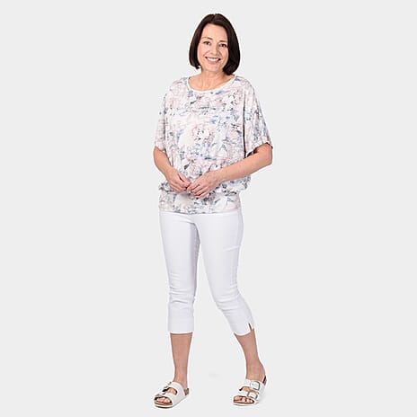 Close Out Deal Batwing Print Top (Size 14) - Light Blue