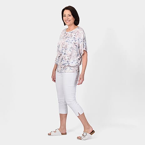 Close Out Deal Batwing Print Top (Size 14) - Light Blue