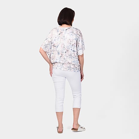 Close Out Deal Batwing Print Top (Size 14) - Light Blue