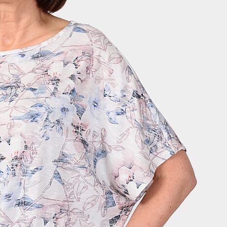 Close Out Deal Batwing Print Top (Size 14) - Light Blue