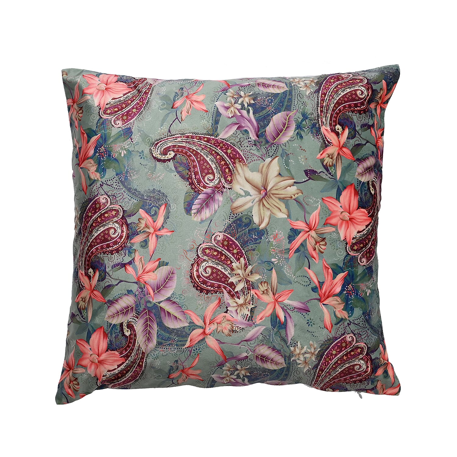 Floral Curtain 2 Panels - Cushion Cover 2pcs Velvet Curtain 228cm x168cm 2pcs Cushion Cover 45x45cm 2pcs With Invisible Zipper & Pipping - Pink