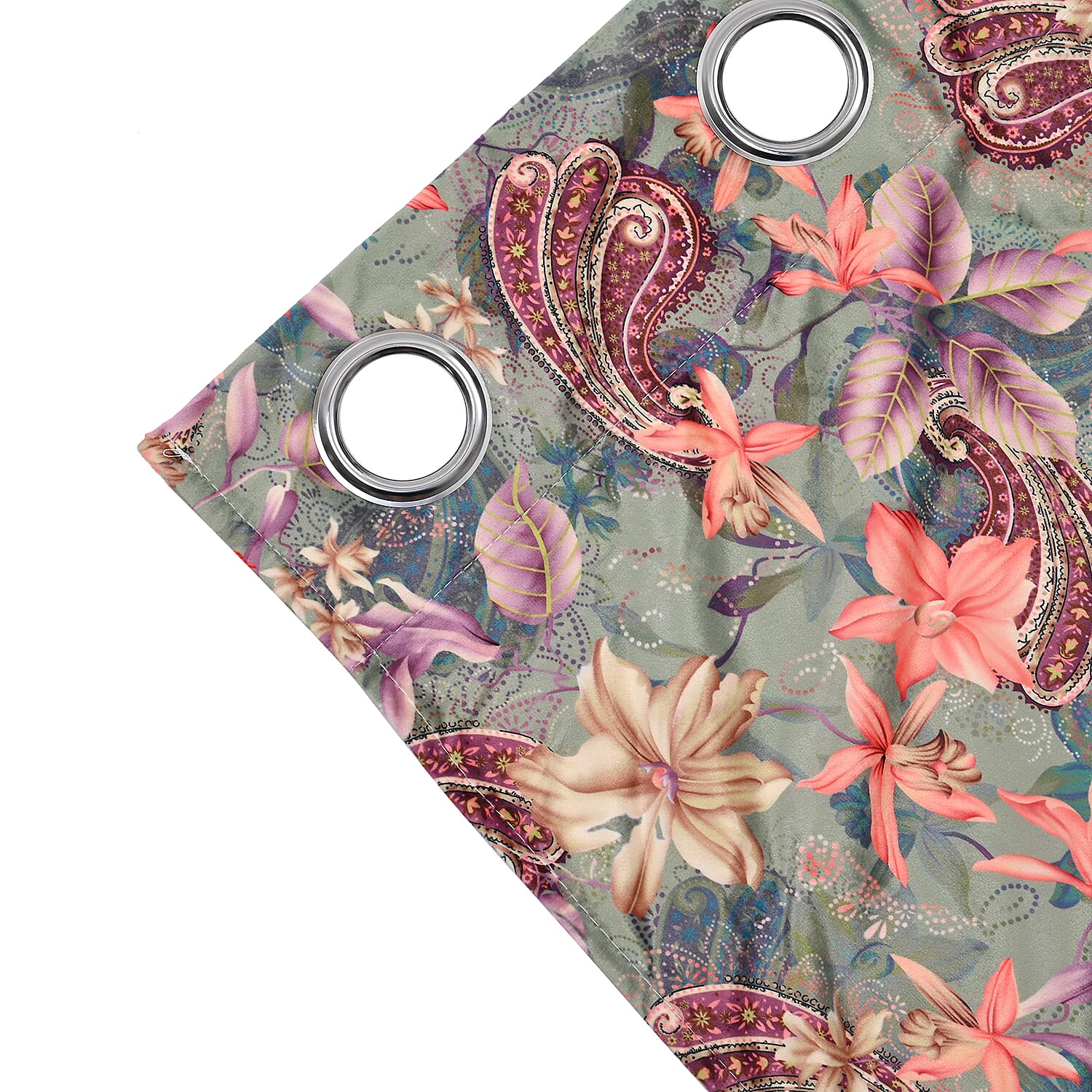 Floral Curtain 2 Panels - Cushion Cover 2pcs Velvet Curtain 228cm x168cm 2pcs Cushion Cover 45x45cm 2pcs With Invisible Zipper & Pipping - Pink