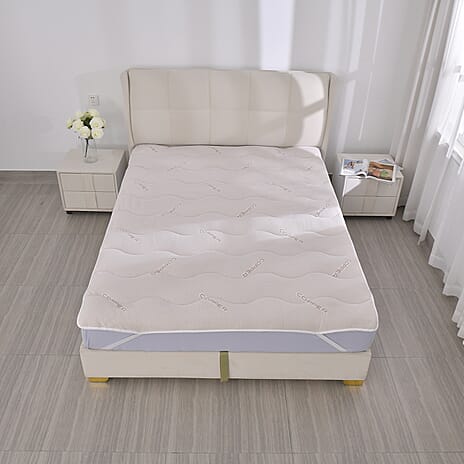 Anti-Bacterial Copper Infused Jacquard Mattress Topper (Size Double) - White