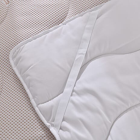 Anti-Bacterial Copper Infused Jacquard Mattress Topper (Size Double) - White