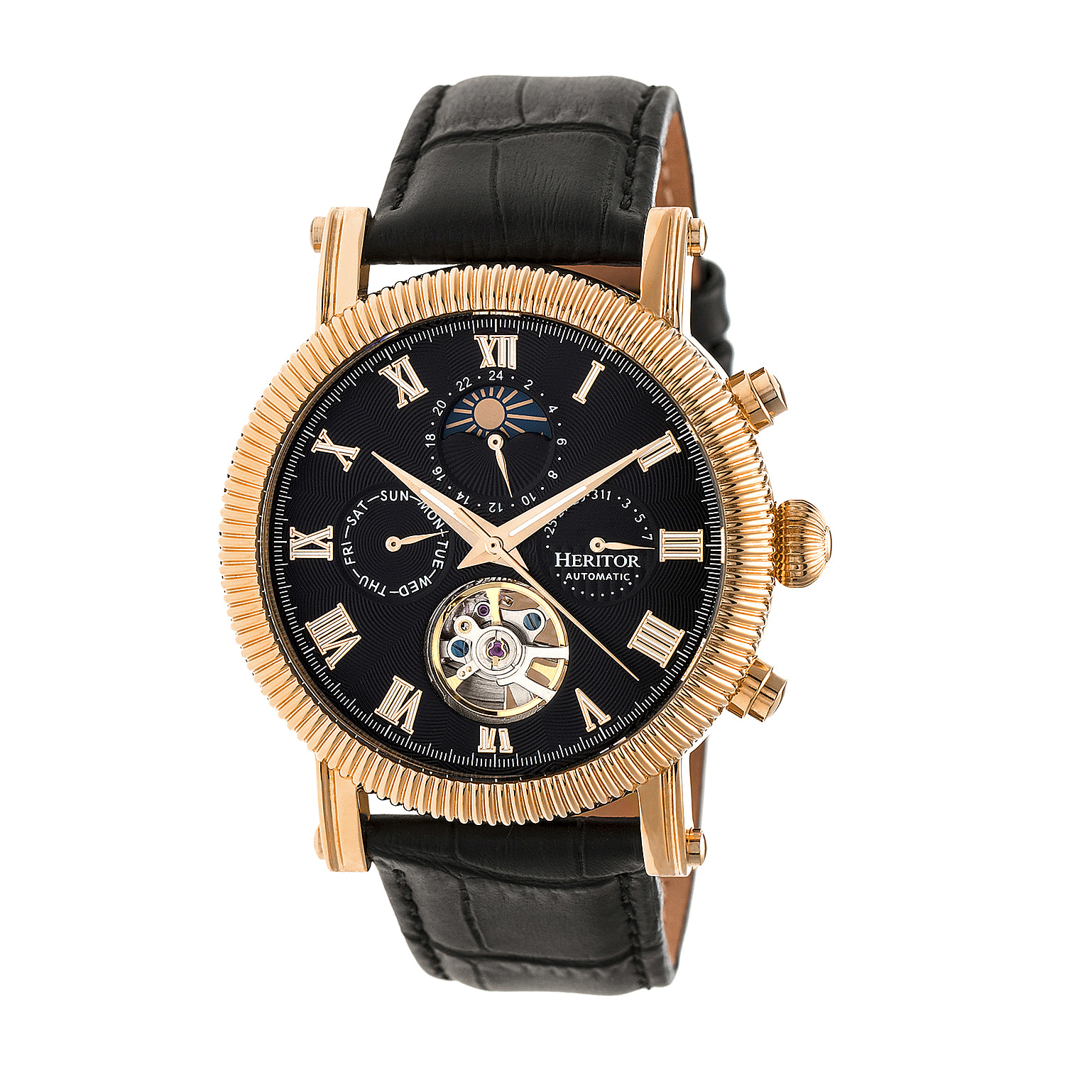 Heritor-Automatic-Winston-Black-Analog-Dial-Rose-Gold-Hand-5-ATM-Mens-