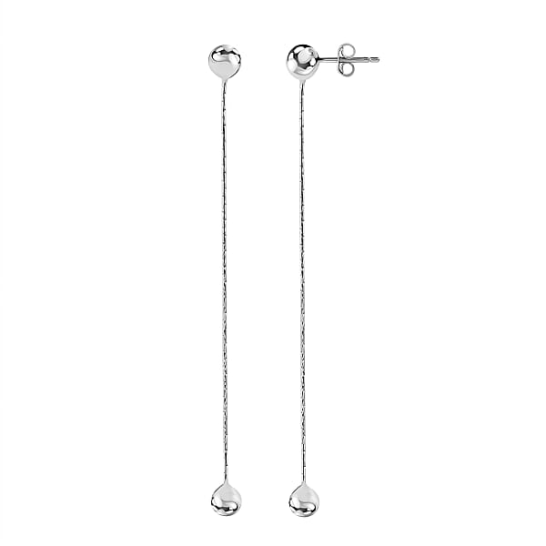 Sterling Silver Diamond Cut Snake & Ball Drop Earrings - 7782950 - Tjc