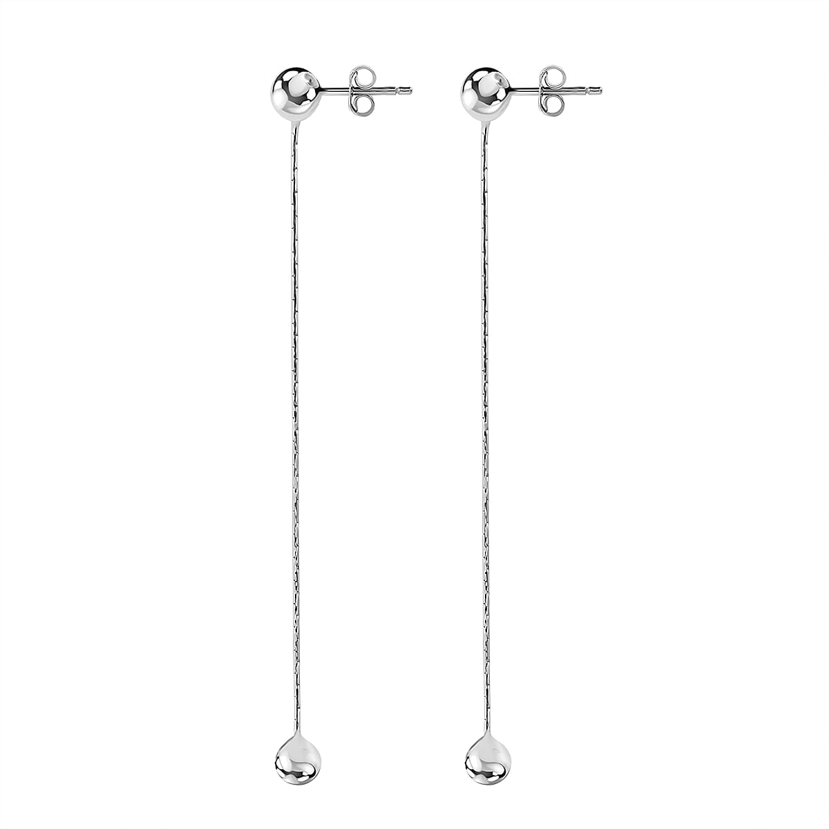 Biggest Silver Closeout - Diamond Cut Snake & Bead Drop Earrings in Sterling Silver