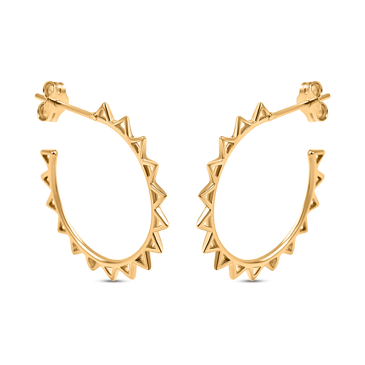 Designer Inspired Gold Overlay Sterling Silver Hoop Earrings