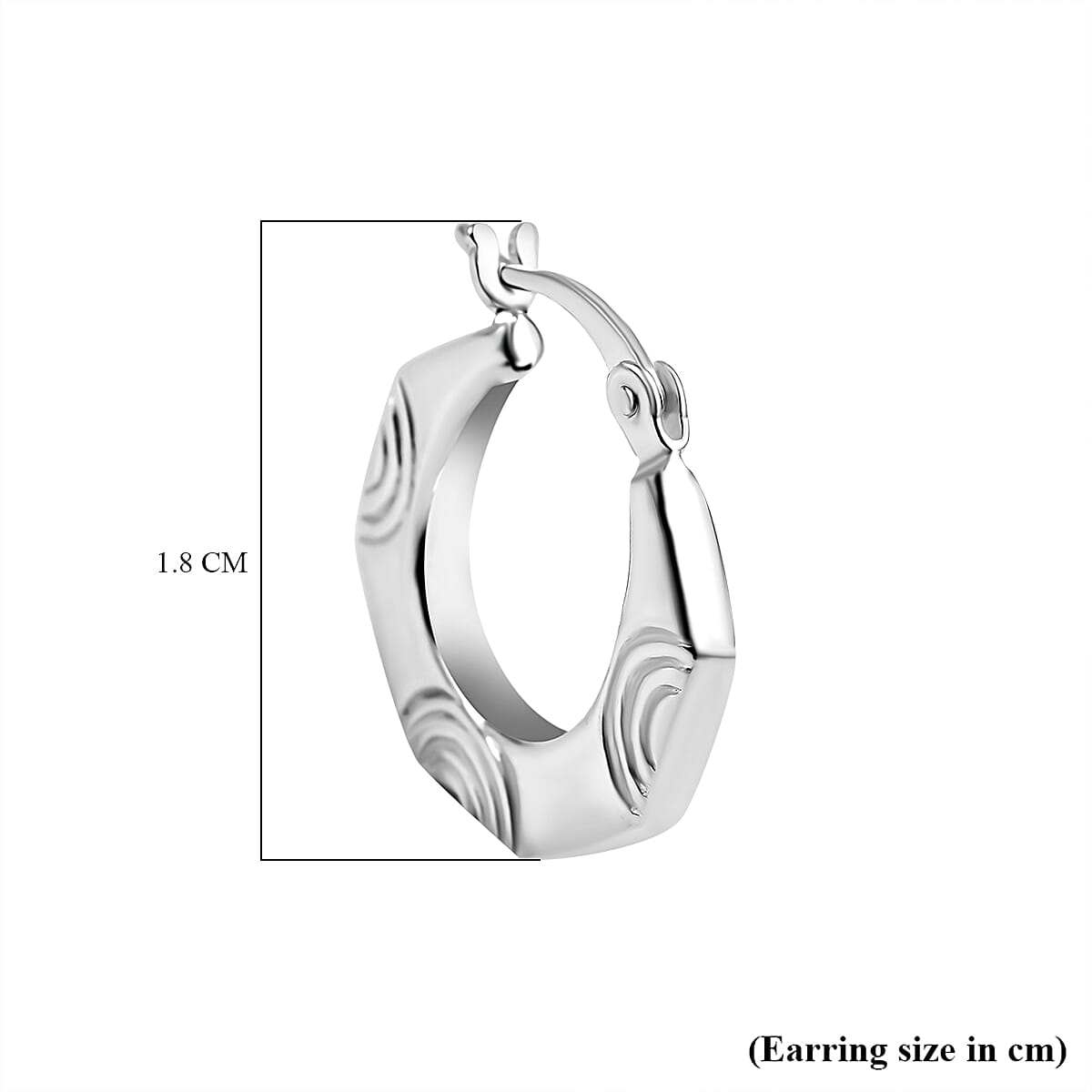 Textured Hexagon Creole Hoop Earrings in Sterling Silver