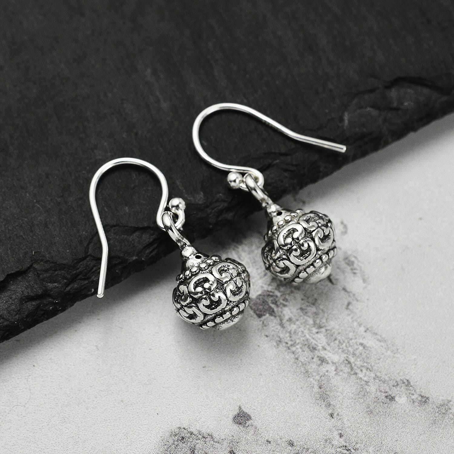 Antique Moroccan Style Sterling Silver Dangle Earrings