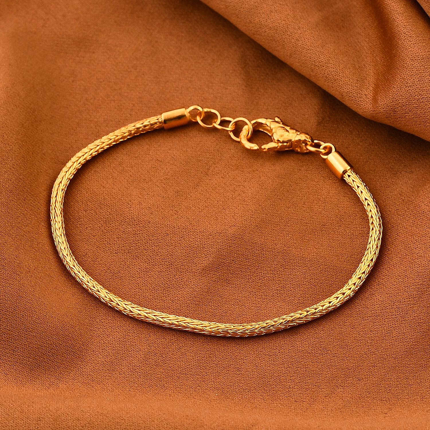 Vermeil YG Sterling Silver Bracelet (Size - 7.5),  Silver Wt. 7 Gms