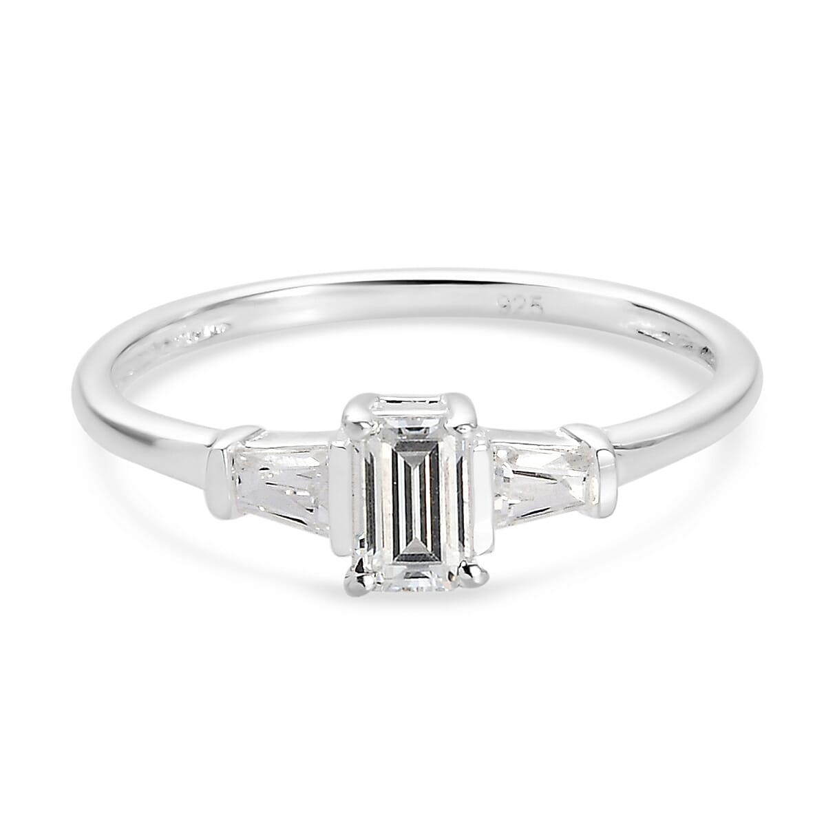 Lustro Stella Sterling Silver Trilogy Ring Made with Finest CZ