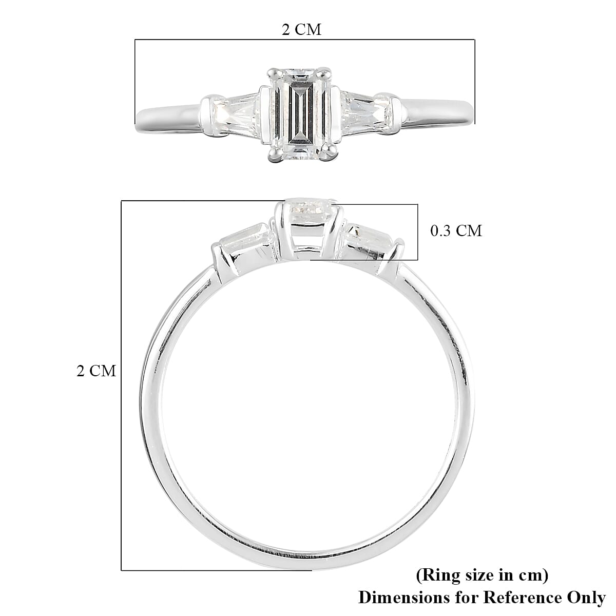 Lustro Stella Sterling Silver Trilogy Ring Made with Finest CZ