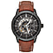 Heritor Automatic Davies Black Analog Dial 5 ATM Mens Watch in Brown Genuine Leather Strap