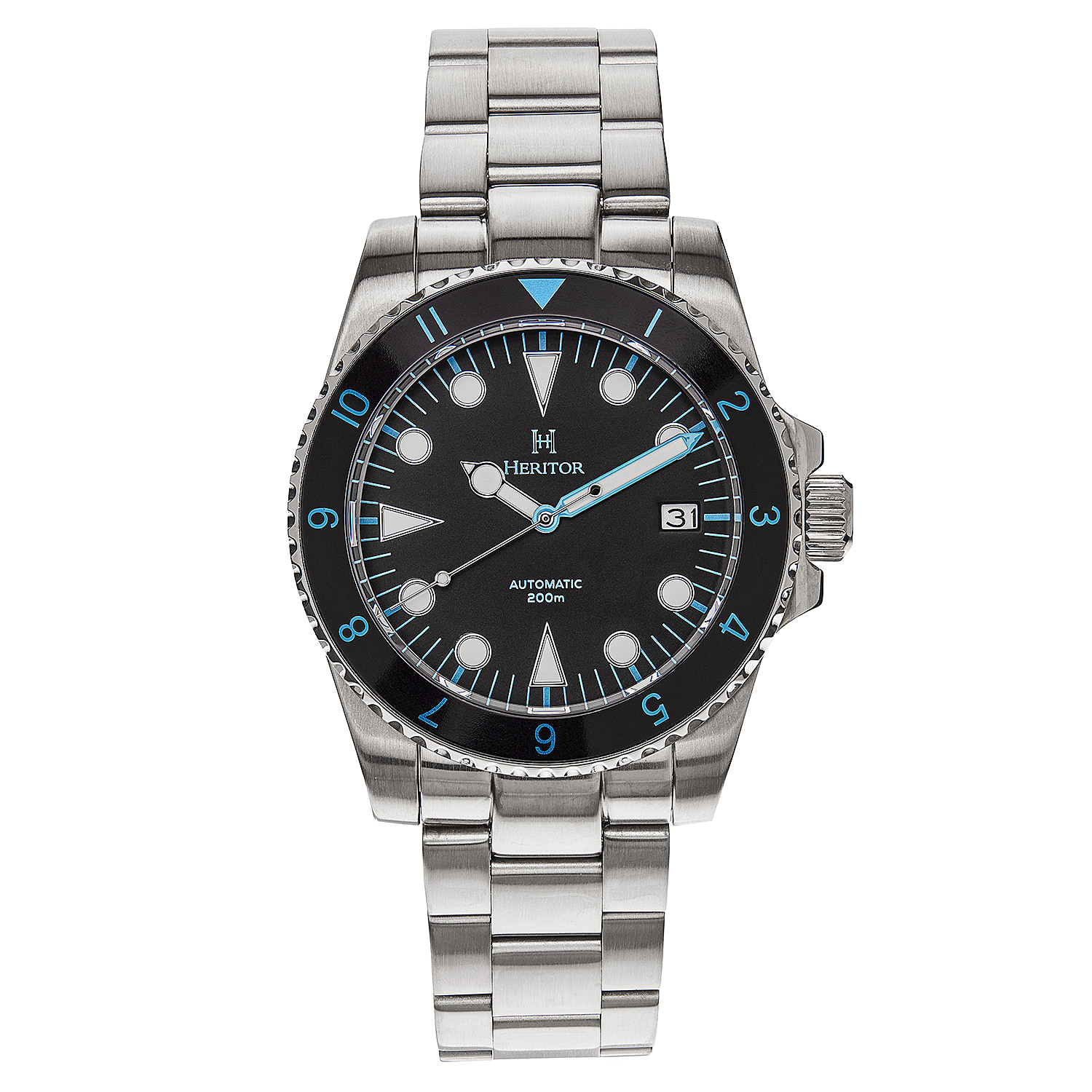 Heritor-Automatic-Luciano-Black-Dial-Silver-Light-Blue-Hand-20-ATM-Men