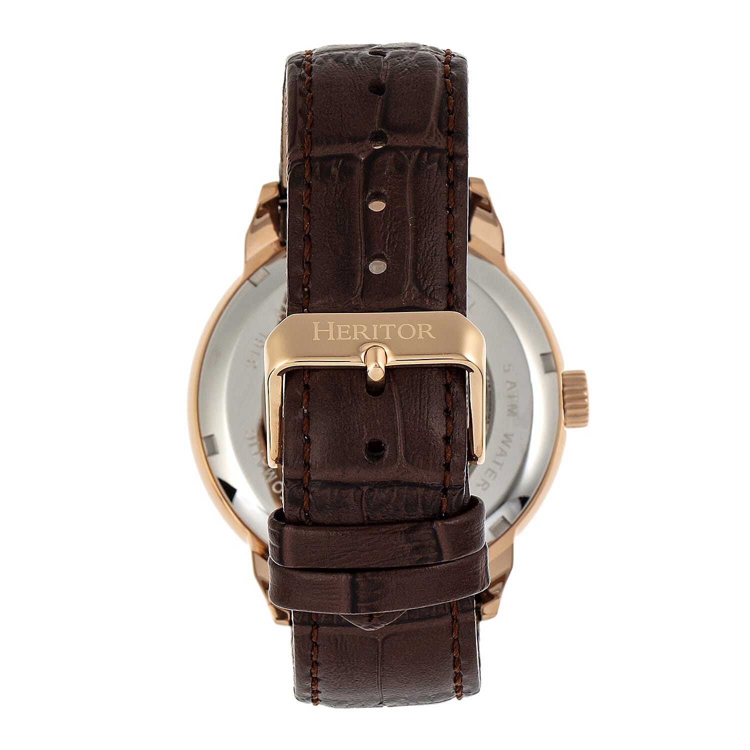 Heritor Automatic Sanford White Analog Dial 5 ATM Mens Watch in Brown Genuine Leather Strap