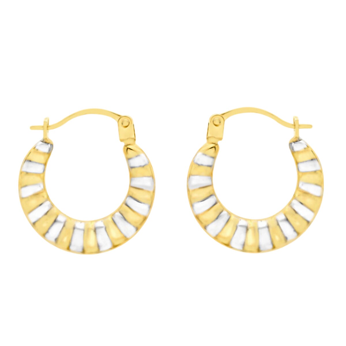Vicenzaro Closeout - 9K Yellow Gold Mini Stripe Creole Earrings