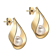 9K Yellow Gold  Pearl Sling Stud Earrings