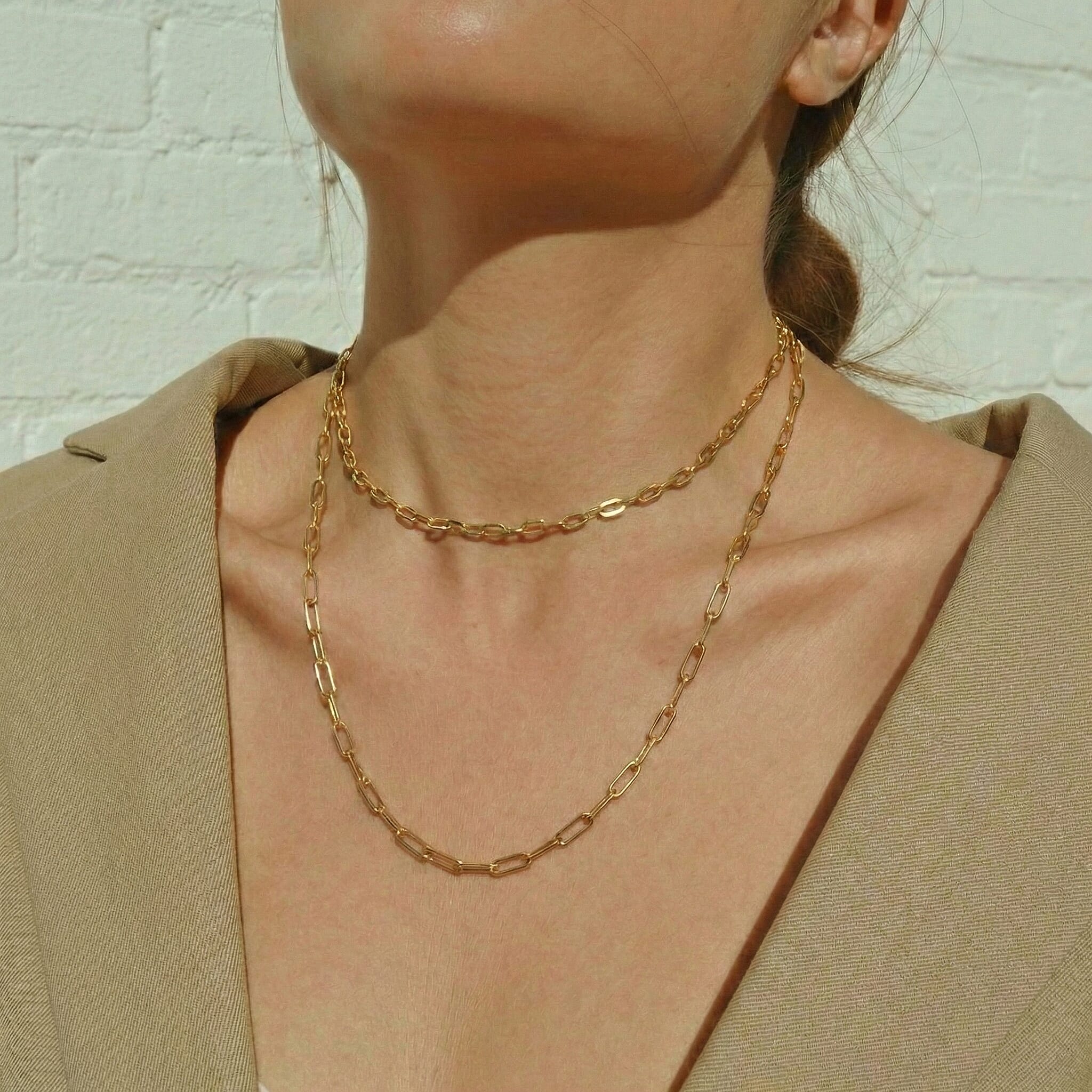 9K Yellow Gold Paperclip Chain (Size 18) with Spring Ring Clasp