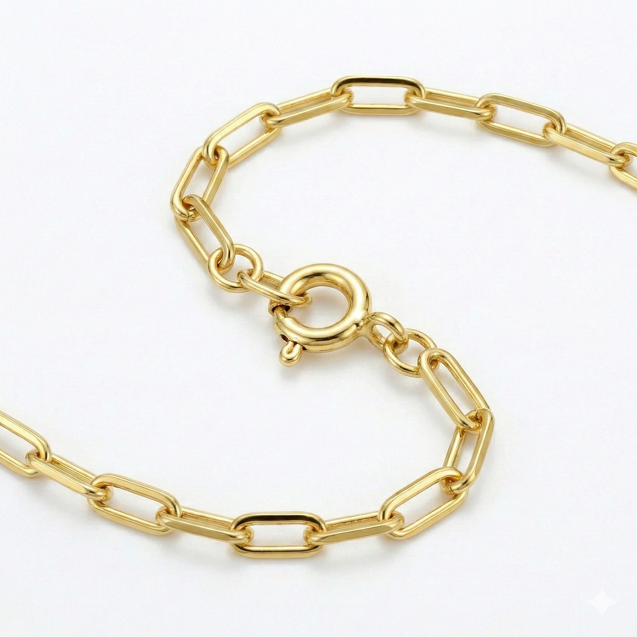9K Yellow Gold Paperclip Chain (Size 18) with Spring Ring Clasp
