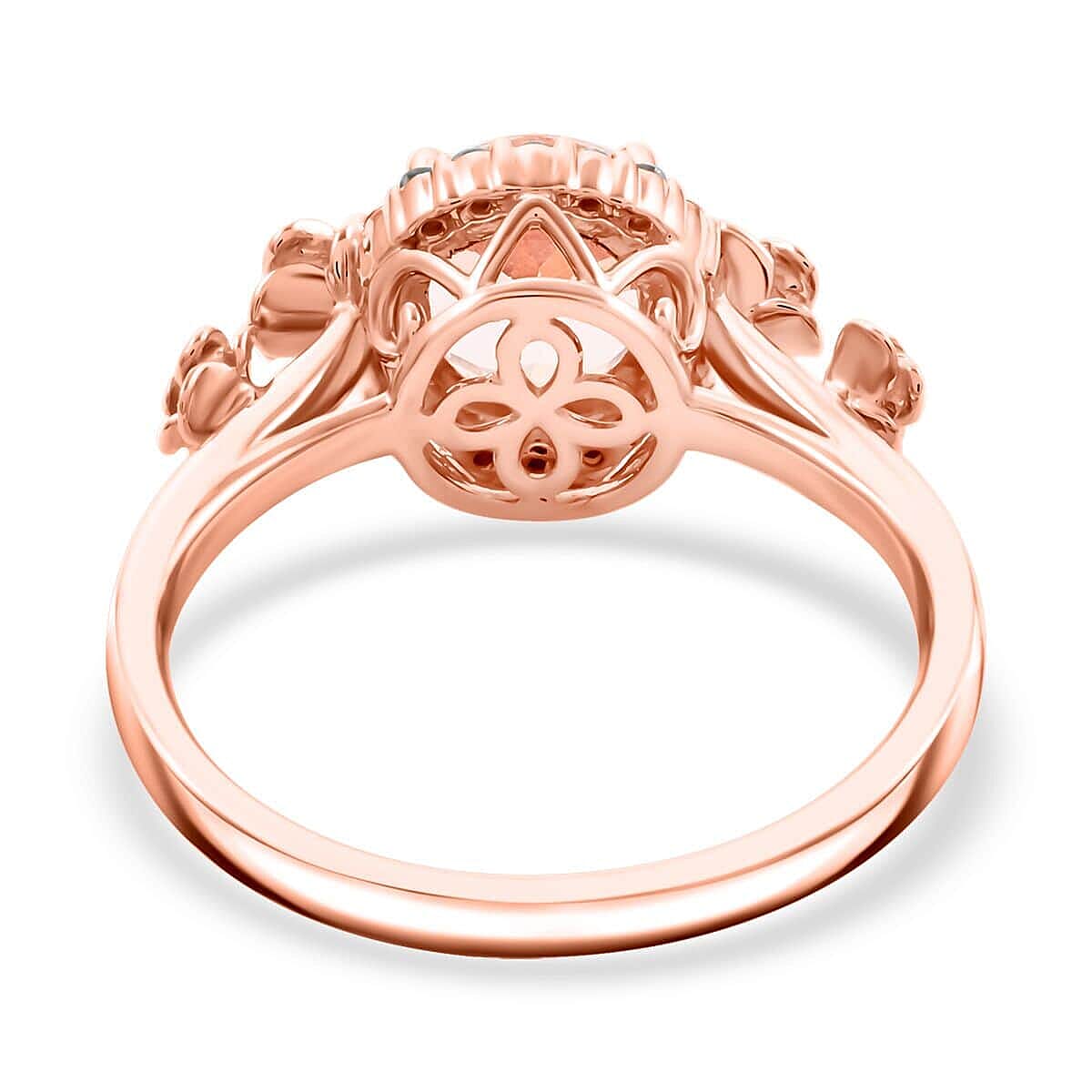 14K Rose Gold  AAA   Pink Morganite ,  White Diamond  I2 Ring 1.90 ct,  Gold Wt. 4.6 Gms  1.900  Ct.