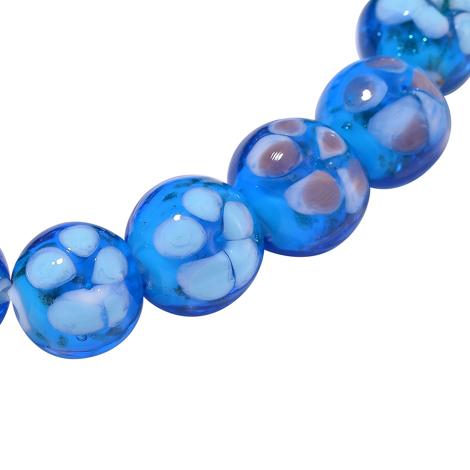 Blue Color Murano Glass Stone Bracelet 0.01 ct 0.010 Ct.