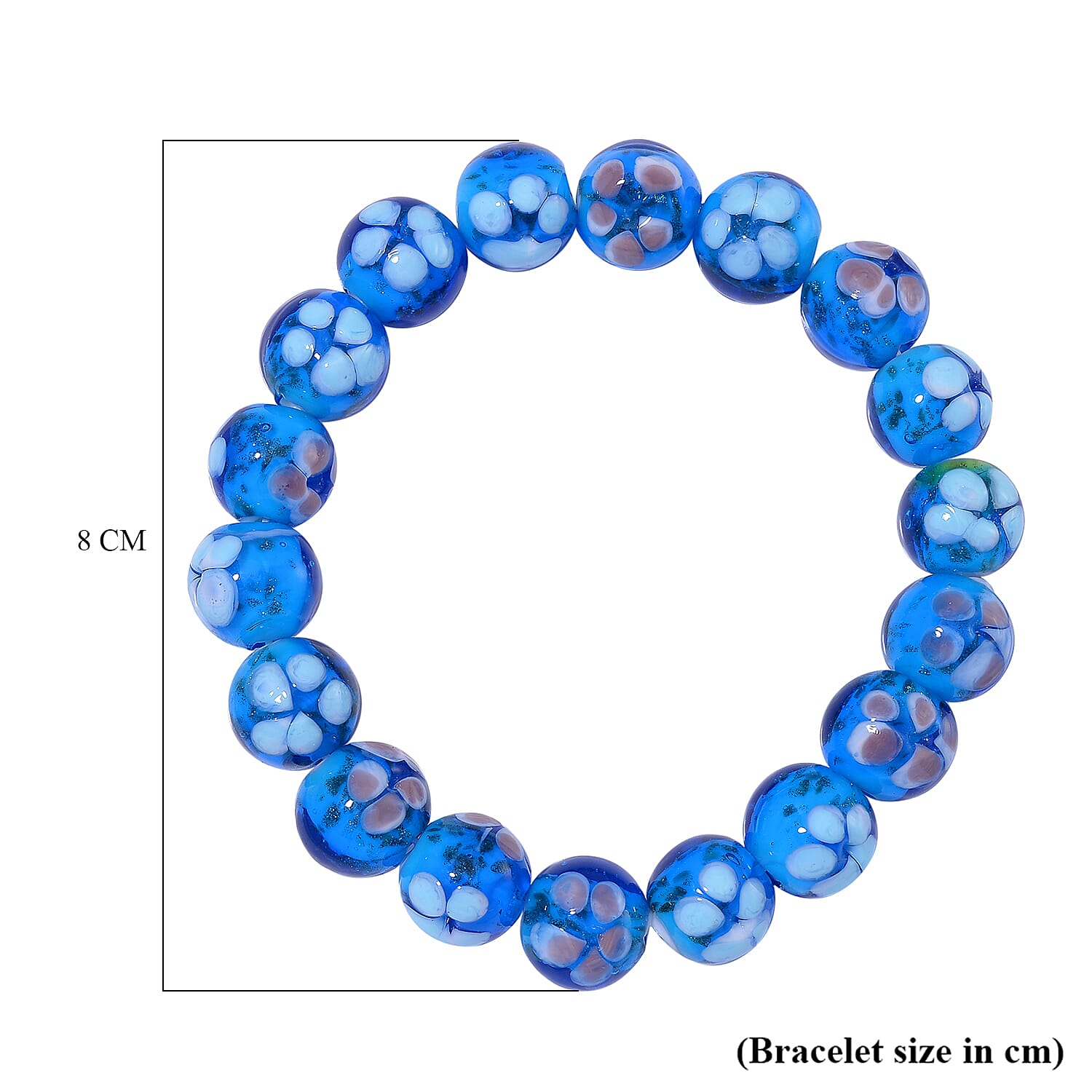 Blue Color Murano Glass Stone Bracelet 0.01 ct 0.010 Ct.