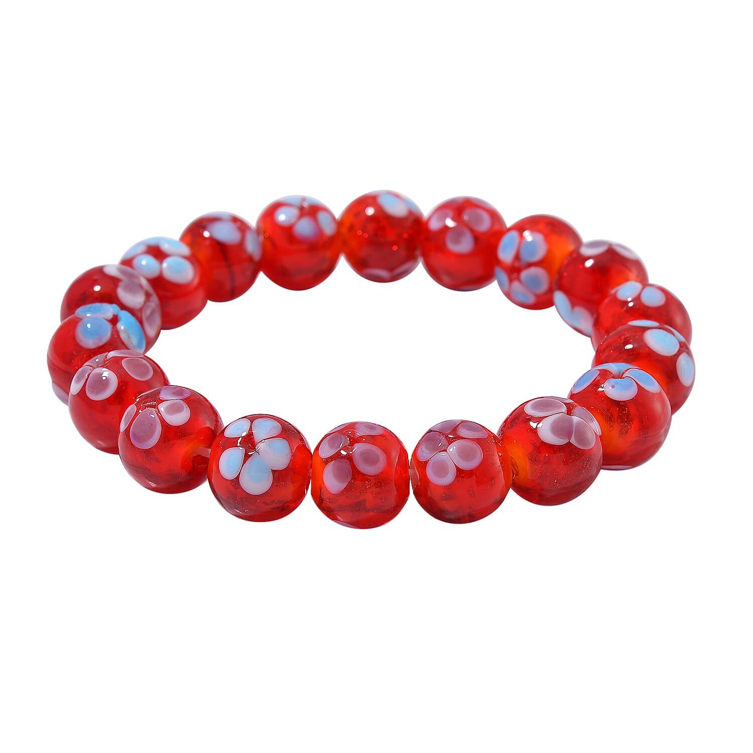 Red Colour Murano Style Glass Stone Bracelet