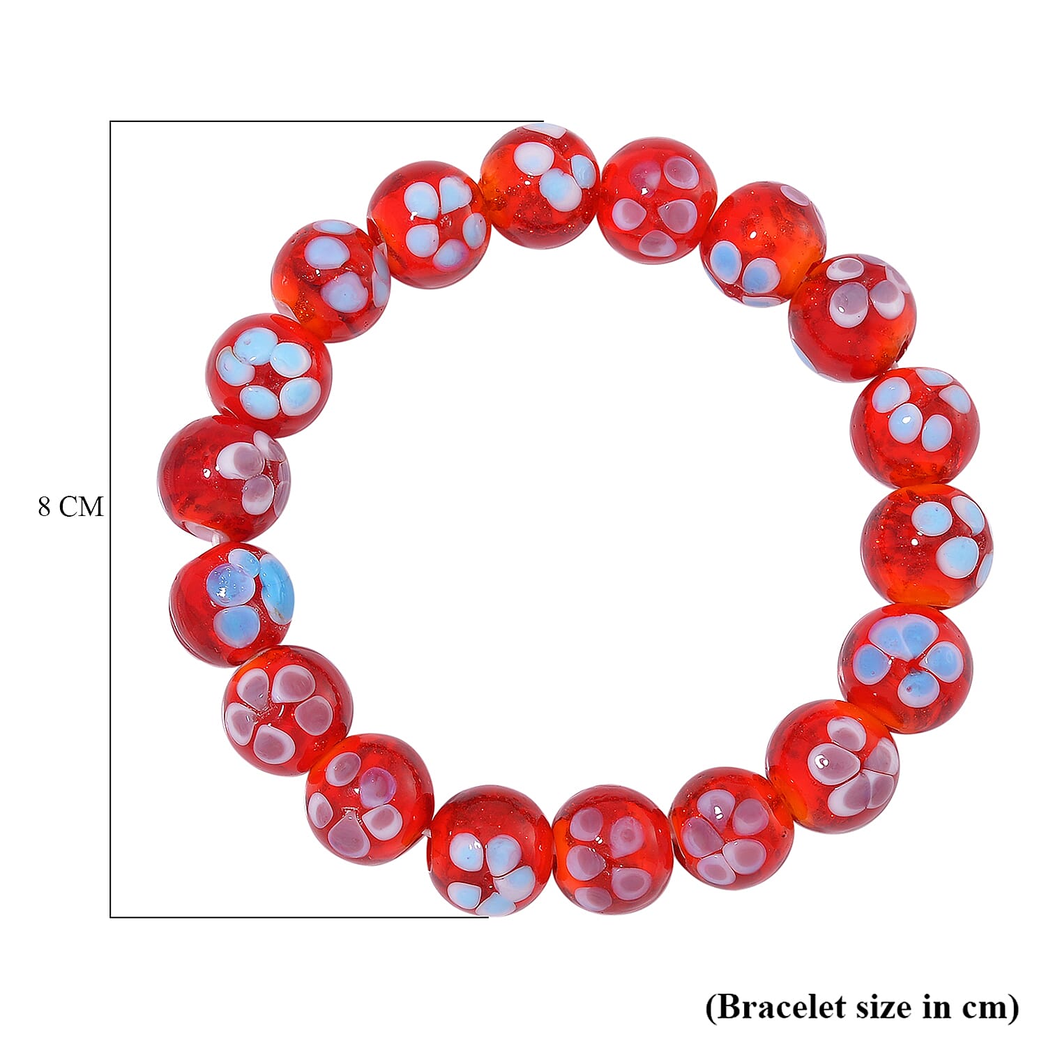 Red Color Murano Style Glass Bracelet