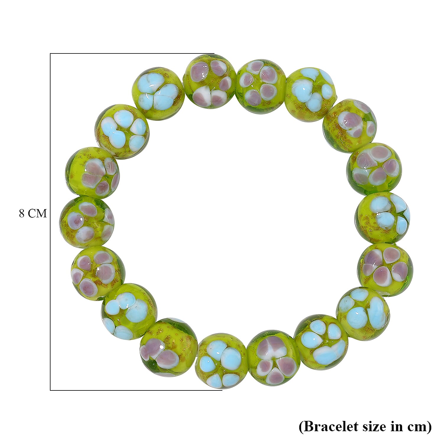 Green Color Murano Style Glass  Bracelet