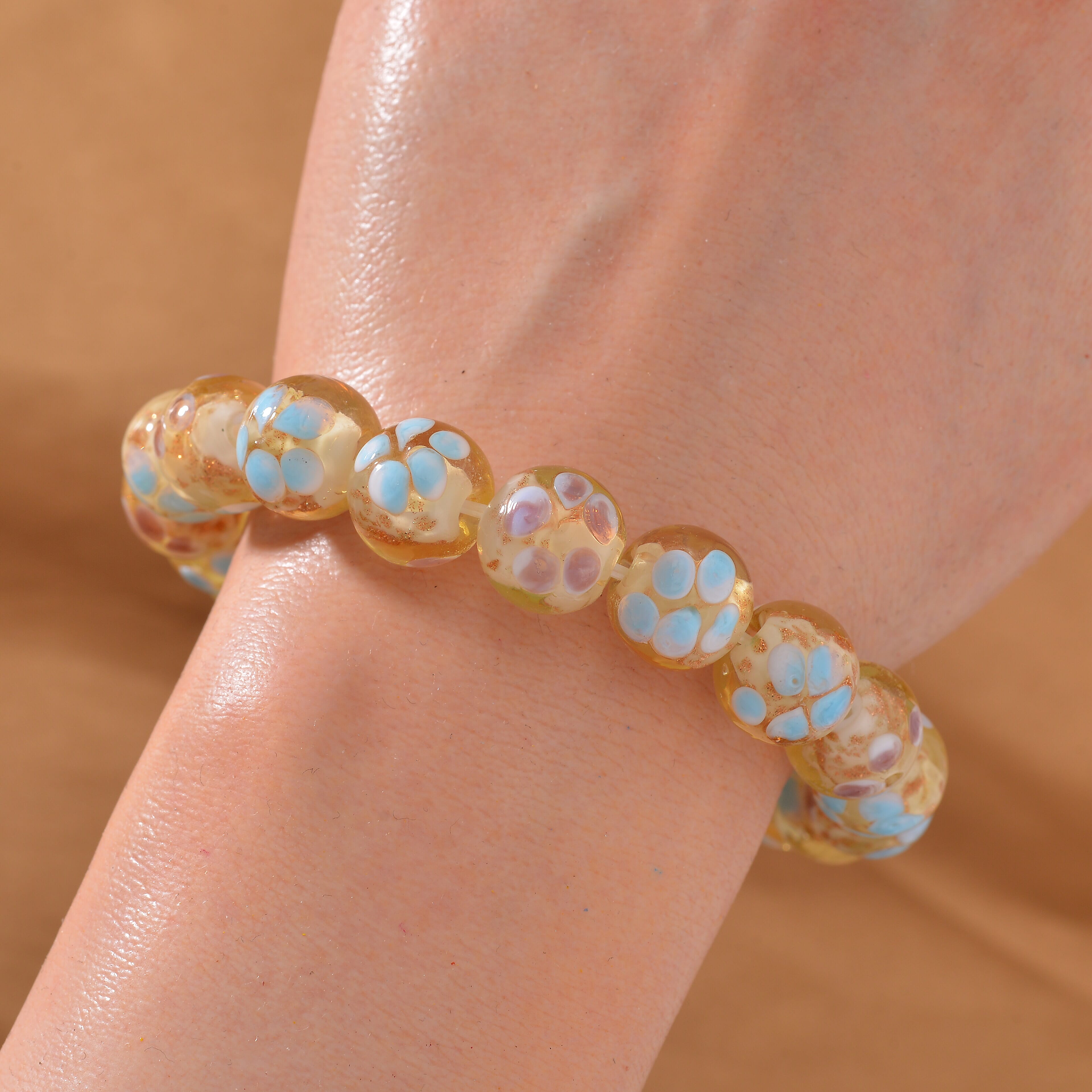 Champagne Color Murano Style Glass Bracelet