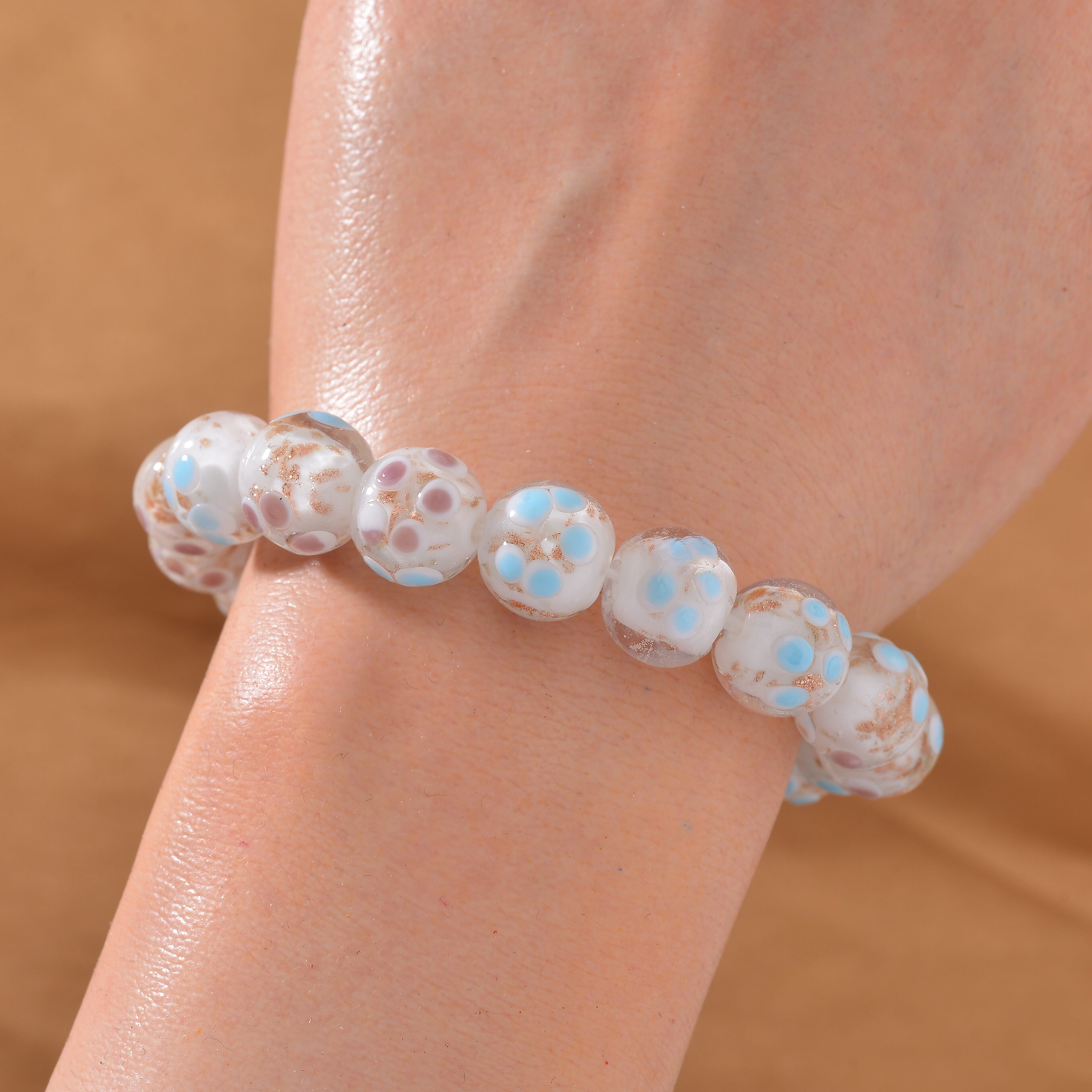 White Color Murano Style Glass Bracelet