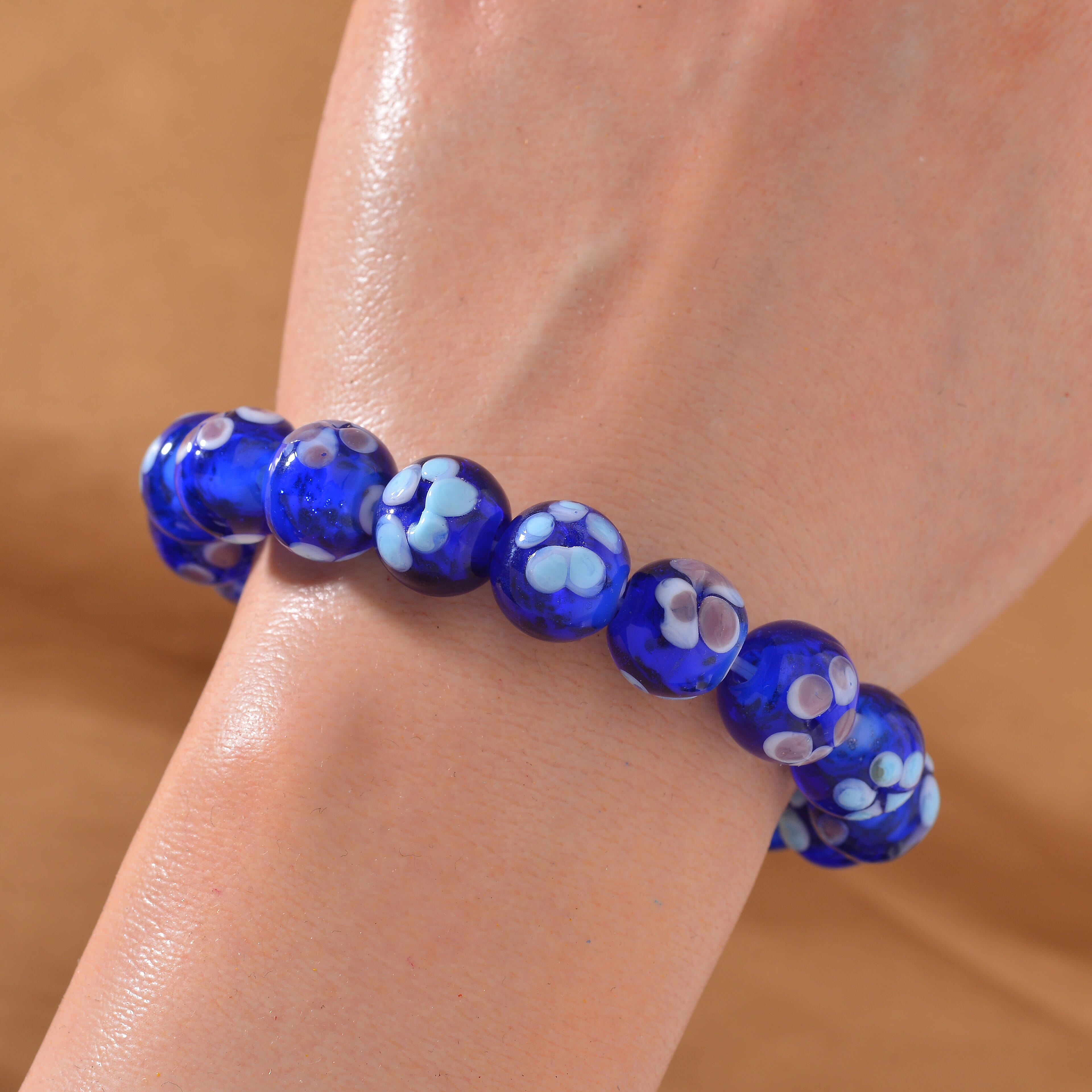 Blue Color Murano Style Glass Bracelet