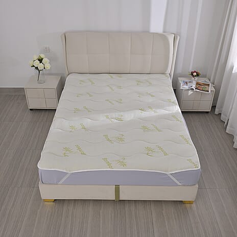 Bamboo Mattress Topper (Single Size, 190x90 cm) - White