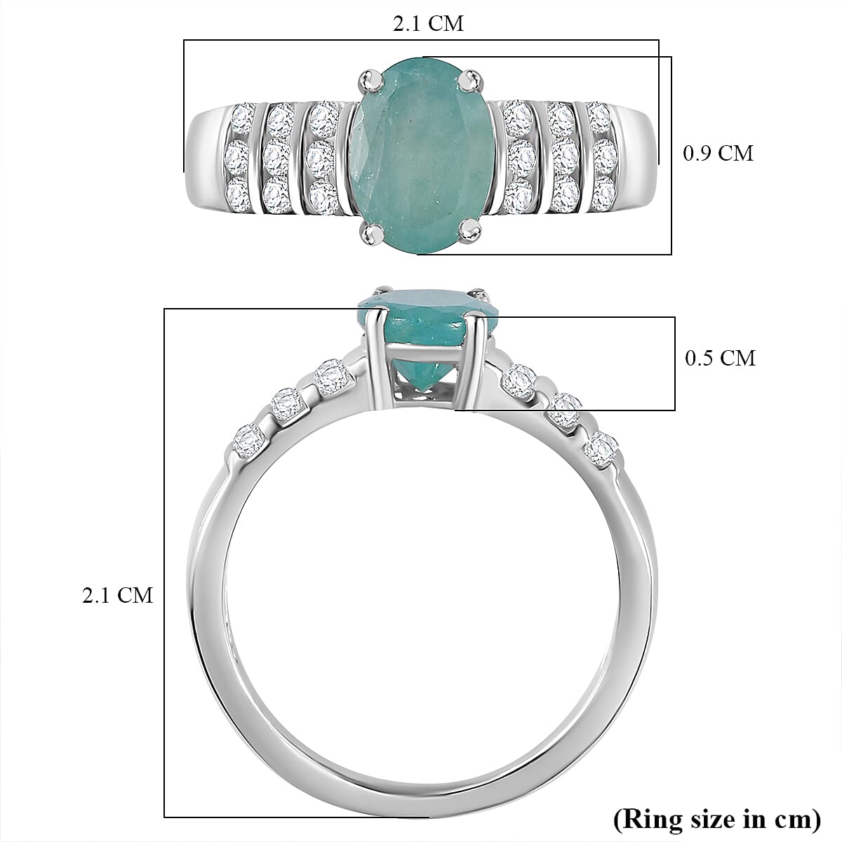 Grandidierite & Natural Zircon Ring in Rhodium Overlay Sterling Silver 1.60 Ct Grandidierite & Natural Zircon Ring in Rhodium Overlay Sterling Silver 1.60 Ct