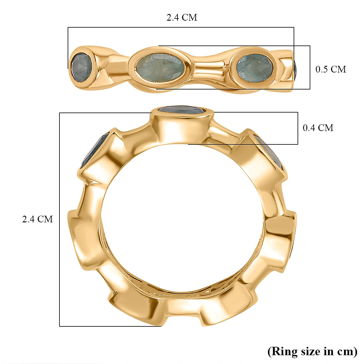 Grandidierite Band Ring in 18K YG Vermeil Sterling Silver 1.65 Ct Grandidierite Band Ring in 18K YG Vermeil Sterling Silver 1.65 Ct