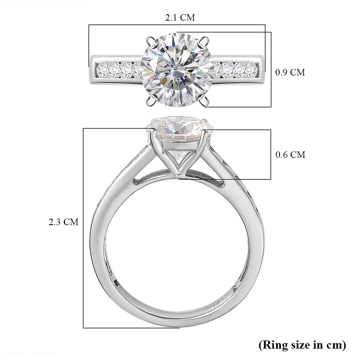 Designer Inspired - Moissanite Solitaire Shoulder Set Ring in Rhodium Overlay Sterling Silver 2.15 Ct Designer Inspired - Moissanite Solitaire Shoulder Set Ring in Rhodium Overlay Sterling Silver 2.15 Ct