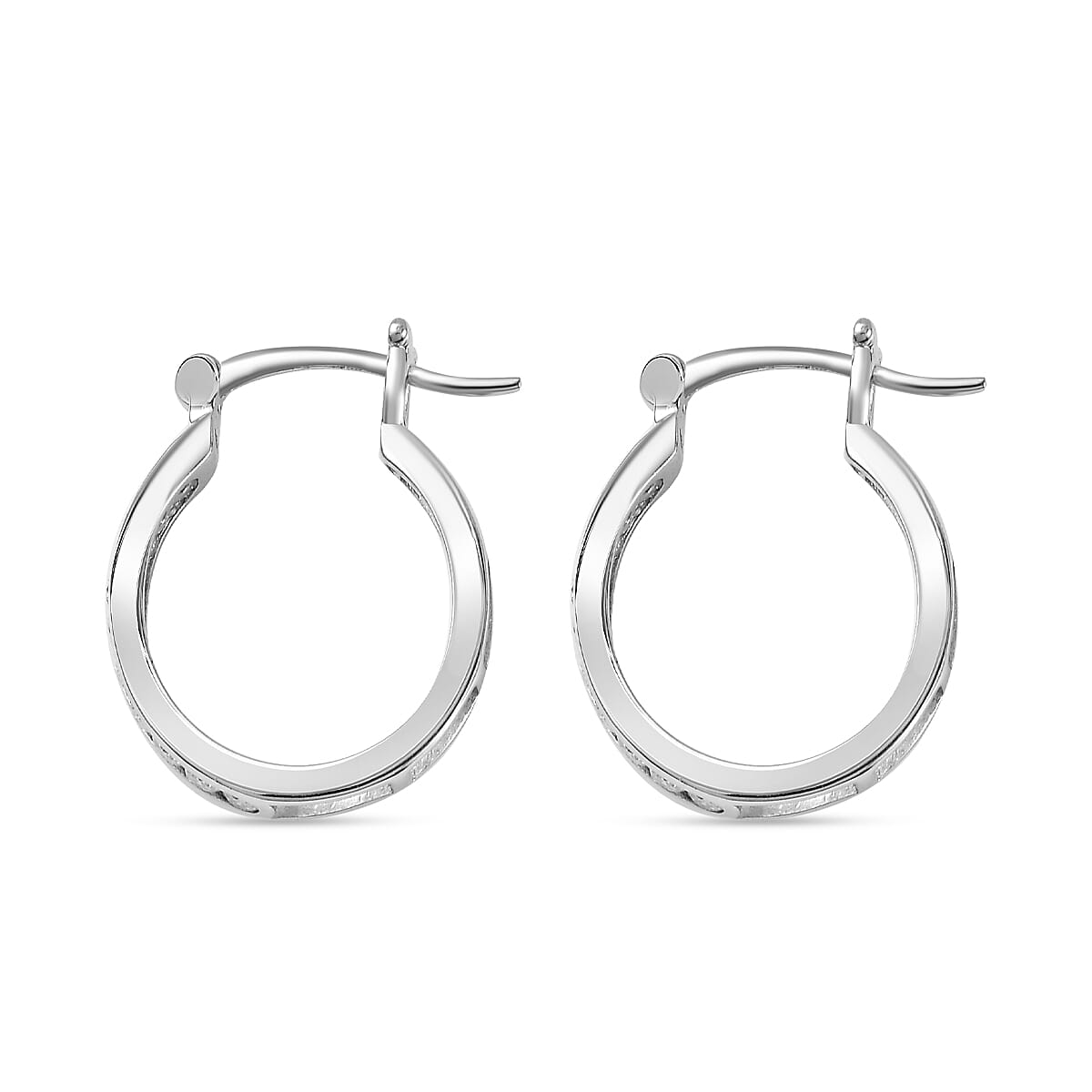 Moissanite Hoop Earrings in Rhodium Overlay Sterling Silver