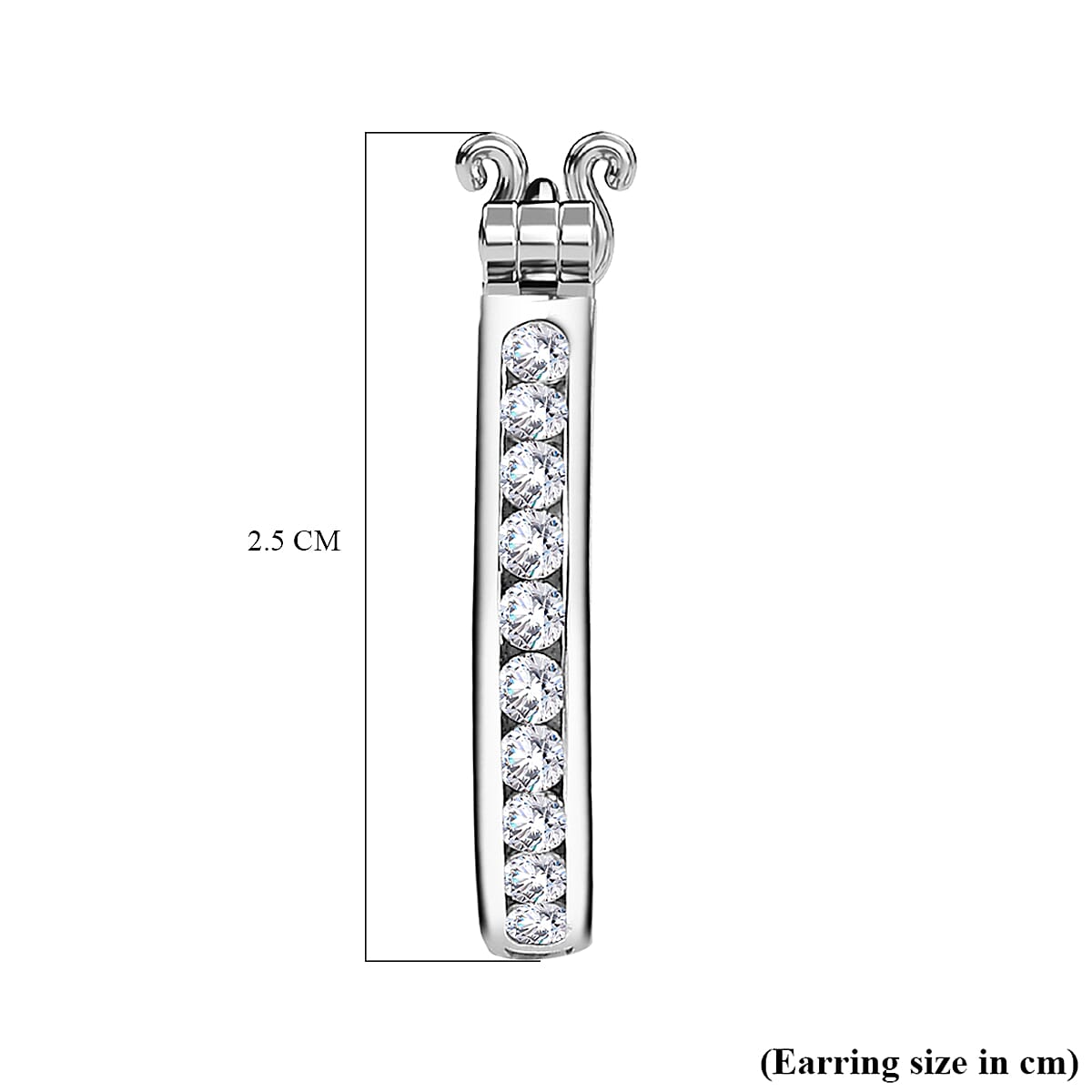 Moissanite Hoop Earrings in Rhodium Overlay Sterling Silver